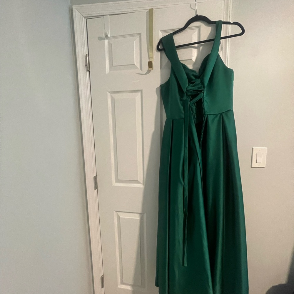 Green gown with corset back